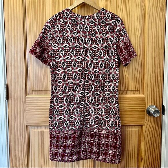 Altar'd State red pink boho tribal floral print short sleeve shift dress medium - Picture 2 of 8